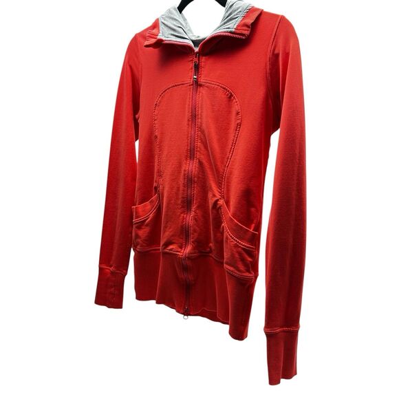 Lululemon Scuba Hoodie Women's Size 6 Light Orange Full Zip Jacket Thumb Holes - Picture 1 of 8
